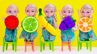 Learn Fruits with Five Little Babies Jumping On The Bed Educational Videos Good Song for dolls